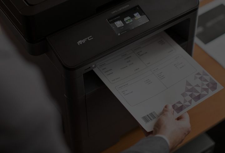 Brother printer printing document with barcode